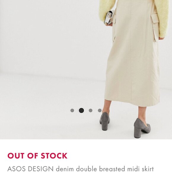 NWOT ASOS denim double breasted midi skirt with buckle in stone - Picture 3 of 3